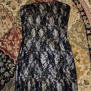 Jessica McClintock black and beige sequin strapless dress